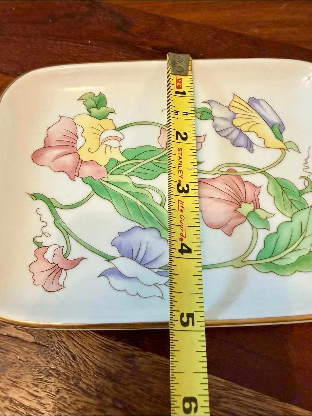 Vintage Ben Rickert Porcelain Jewelry Trinket Dish Vanity Tray Iris Floral China